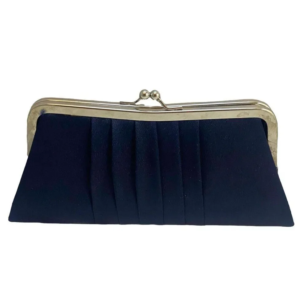 #4666 Bijoux Turner black satin clutch with shoulder strap